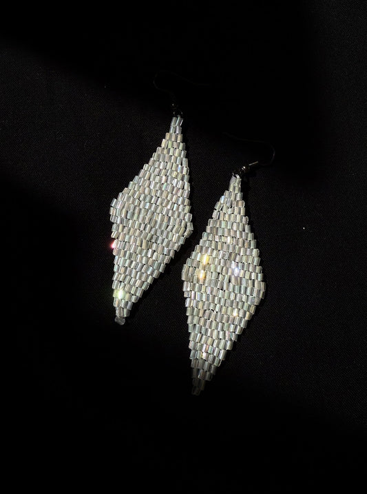 White shiny beaded earrings - 1