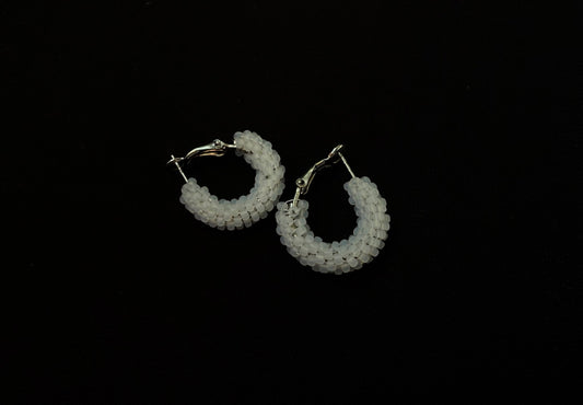 Delicate beaded white earrings  - 1