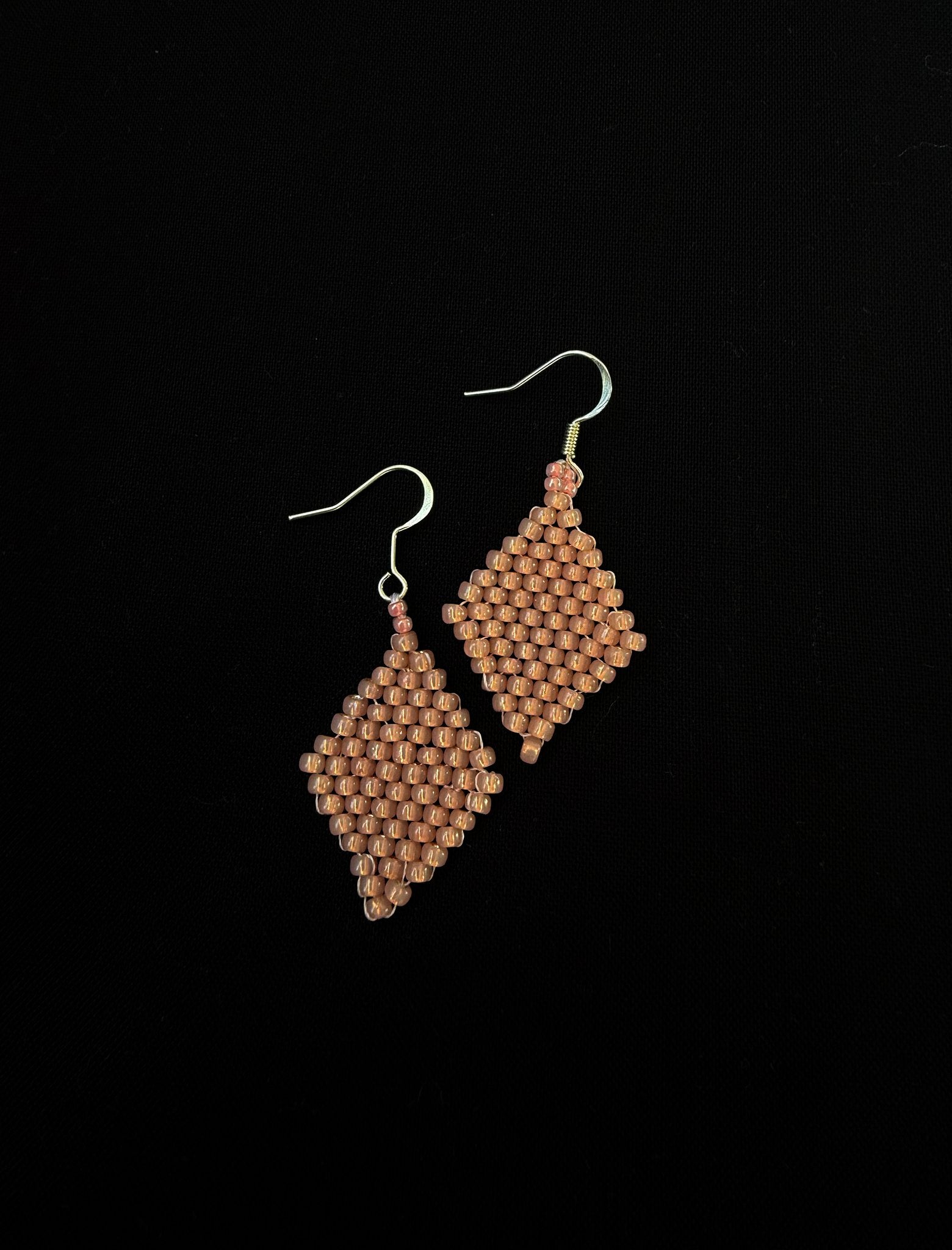 Peach beaded earrings - 1