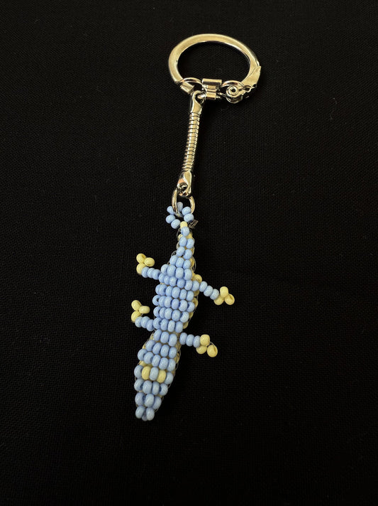 Keychain beaded blue alligator  - 1