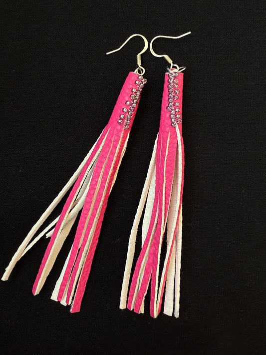 Pink tassel earrings - 1