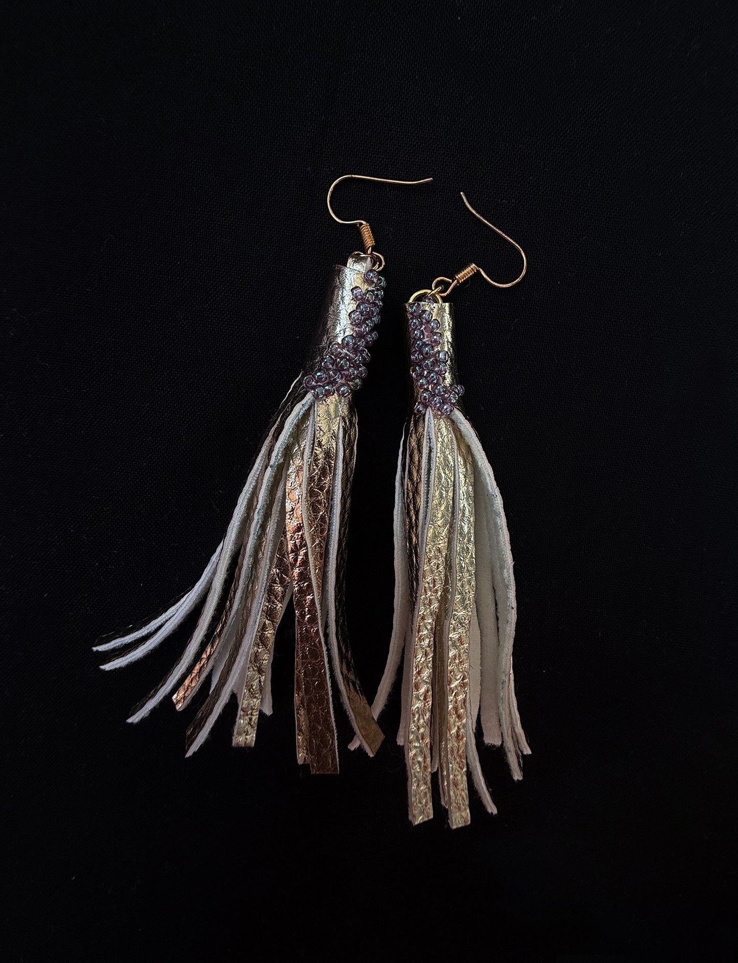 Gold tassel earrings - 1