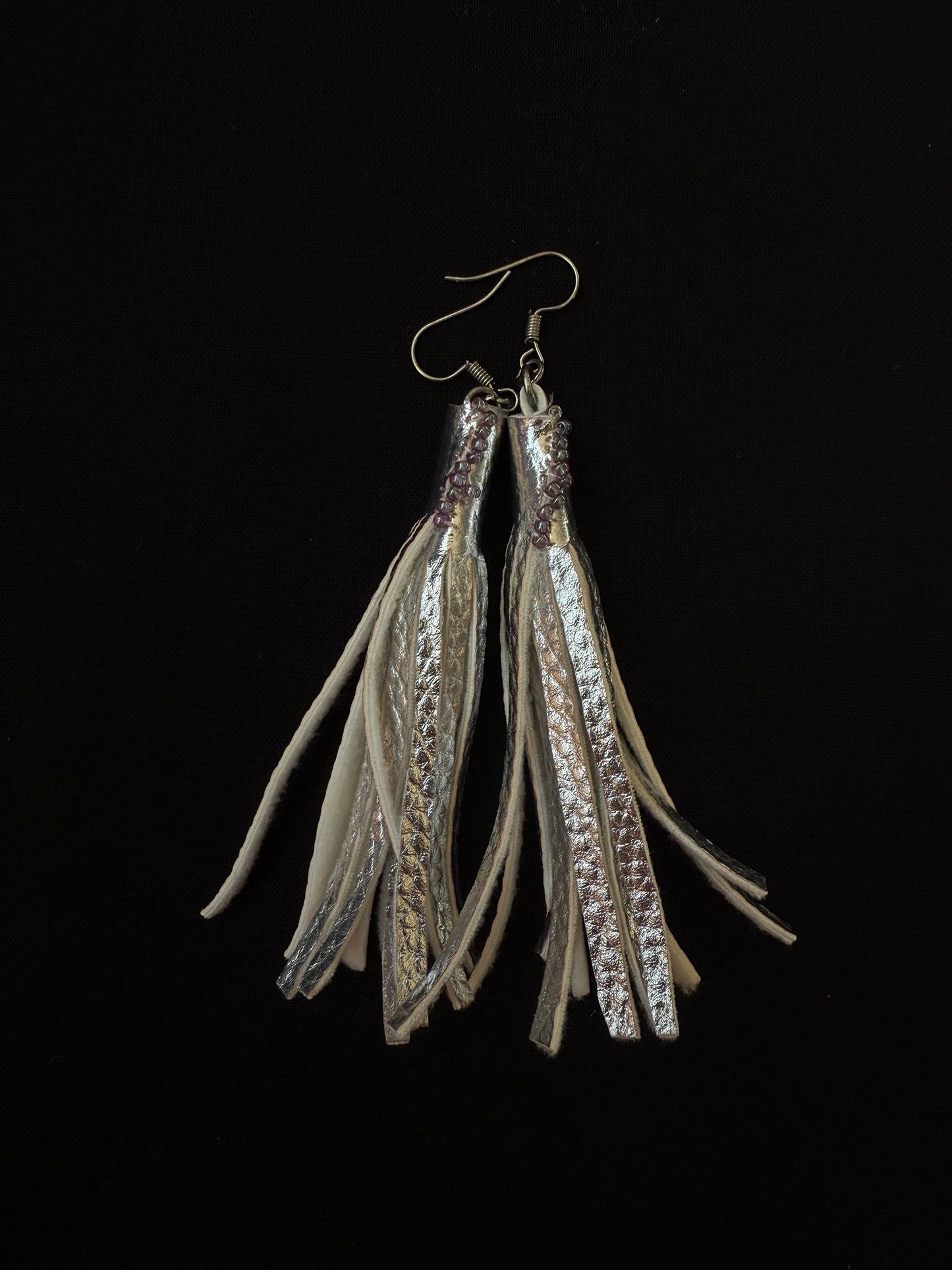 Silver tassel earrings - 1