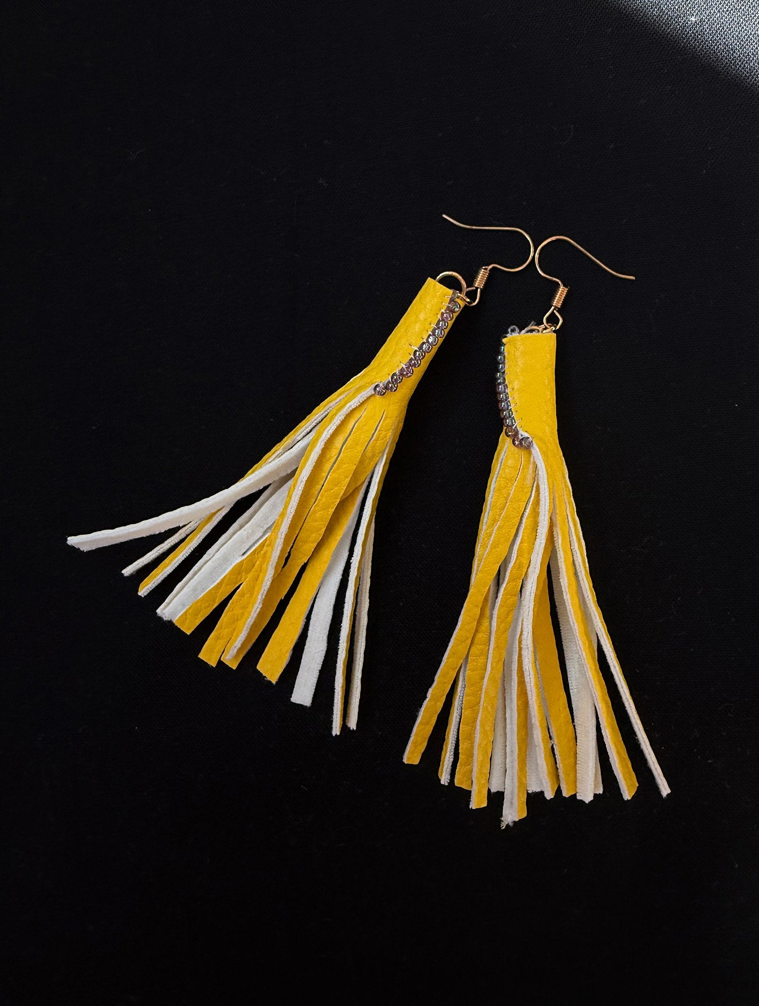 Yellow tassel earrings - 1