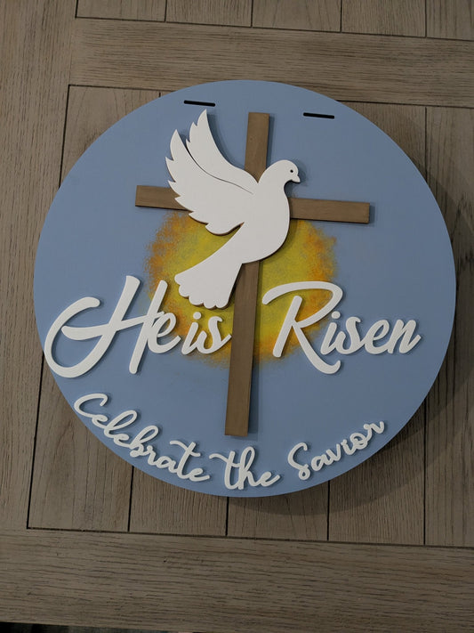 Door Sign - He is Risen- Dove - 1