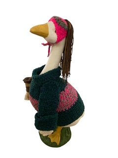 Sweater with matching beanie and coffee cup outfit for porch goose (goose sold separately) - 1