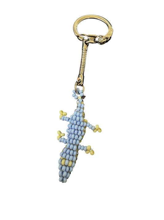 Keychain beaded blue alligator - 1