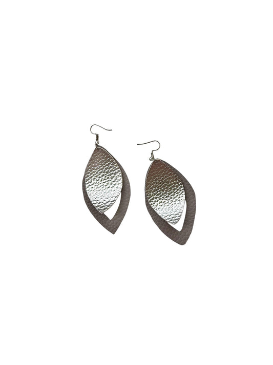 Silver faux leather petals earrings - 1