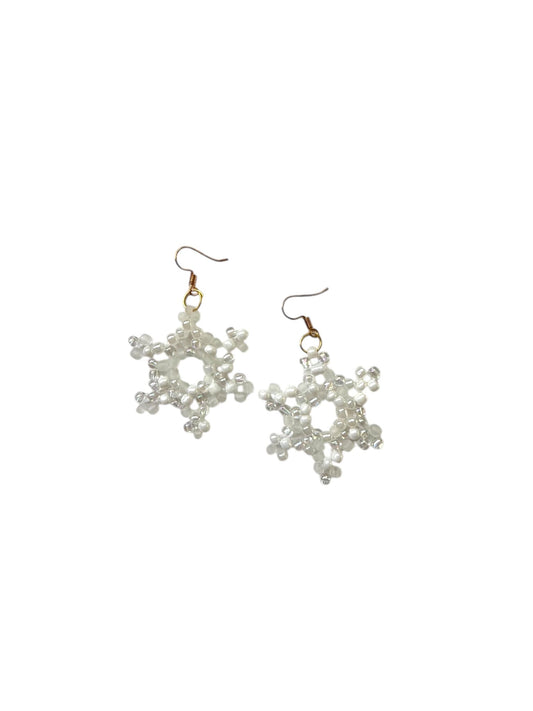 Snowflakes beaded earrings White - 1