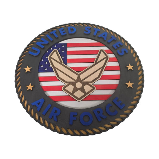 Air Force Handcrafted 3D Wooden United States Military Sign – 12"x12" - 1