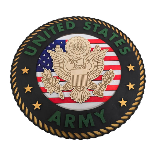 Army Handcrafted 3D Wooden United States Sign – 12"x12" - 1