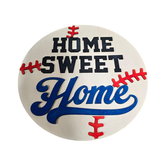 Baseball-Themed "Home Sweet Home" Sign – 12x12 Sports Decor - 1