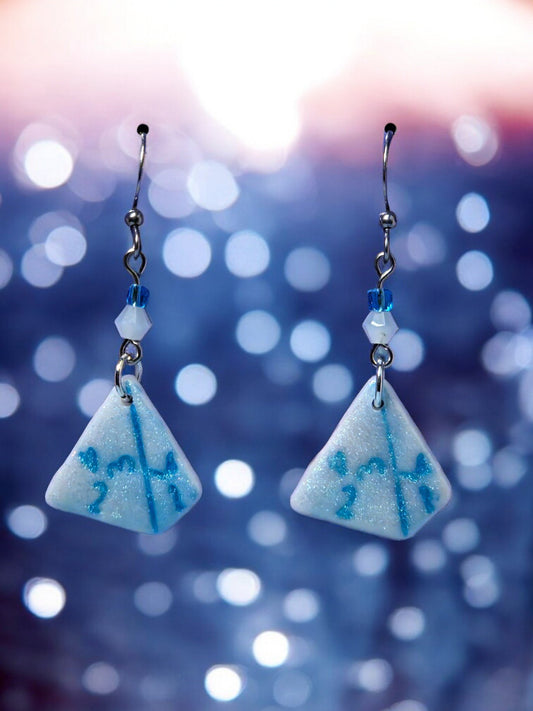  D4 Dice Earrings - Teal - 1