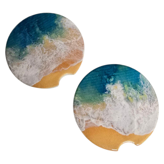 Beach Car Coasters - Set of 2 Ceramic Coasters - 1