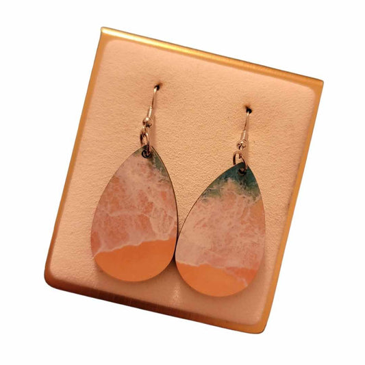 Beach Wooden Teardrop Earrings - 1