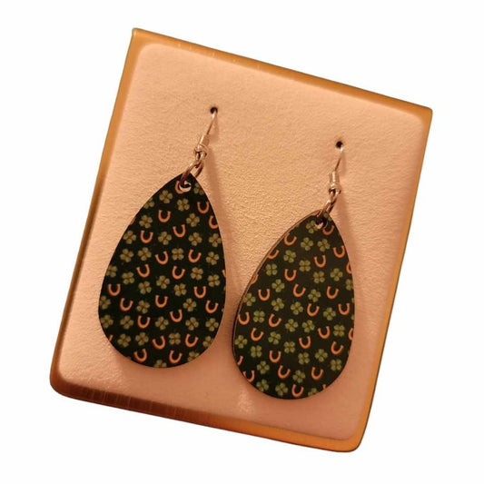 St Patrick's Wooden Teardrop Earrings - 1