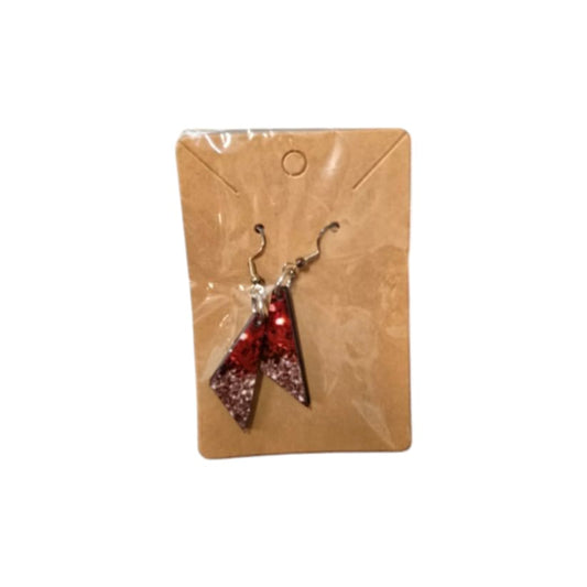 Odd Shaped pink Wooden Teardrop Earrings - 1