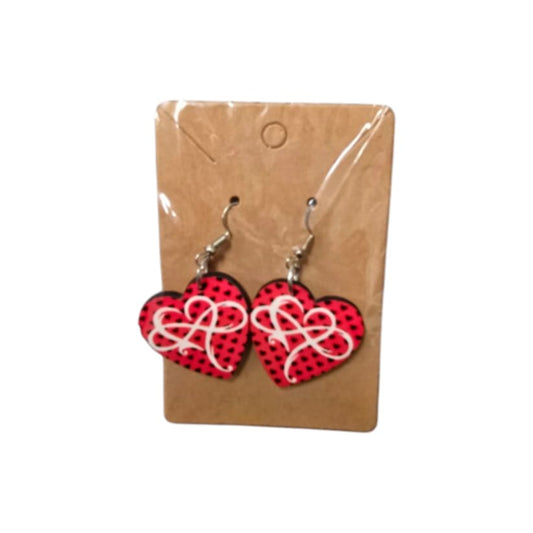 Heart shaped Wooden Teardrop Earrings - 1