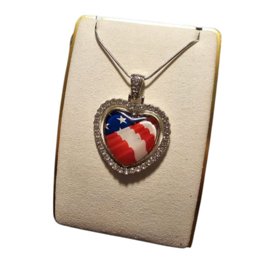 American Flag Heart Shaped Necklace - 1