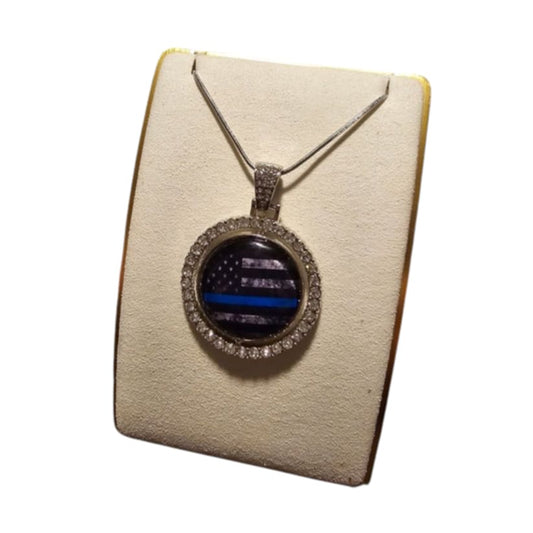 Thin Blue Line Circle Shaped Necklace - 1