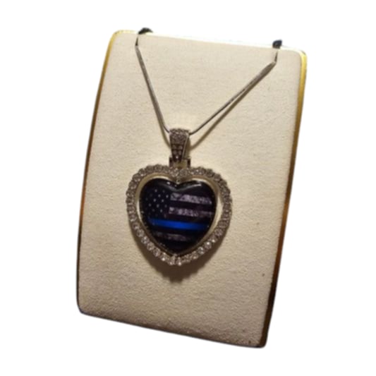 Thin Blue Line Heart Shaped Necklace - 1