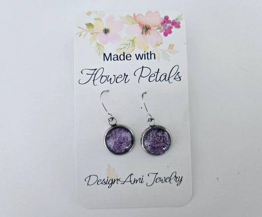 Earrings made with Wisteria flower petals - 1