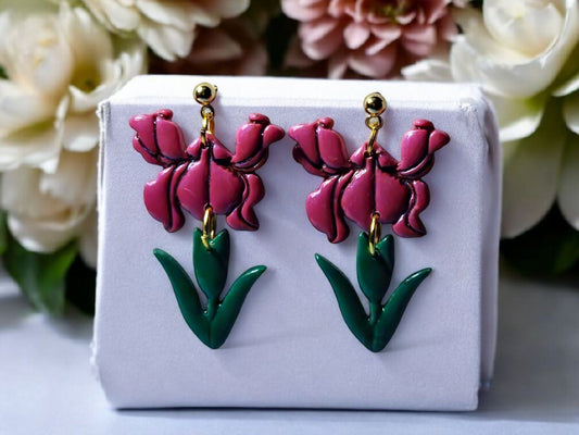 Blooming Iris Earrings - Plum - 1