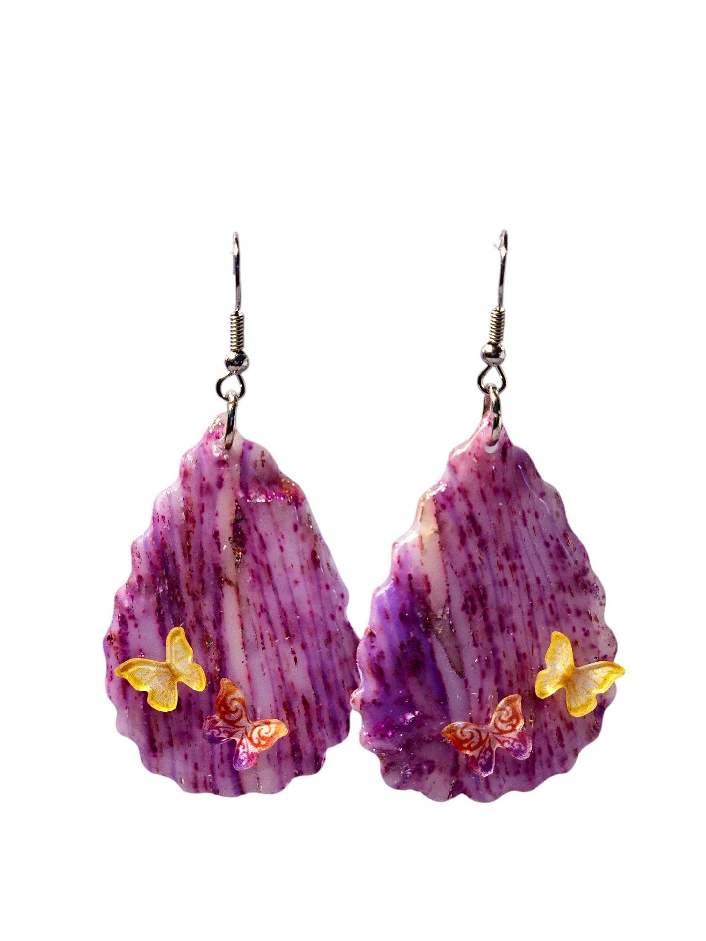 Butterflies on Magenta Stripes Earrings - 2