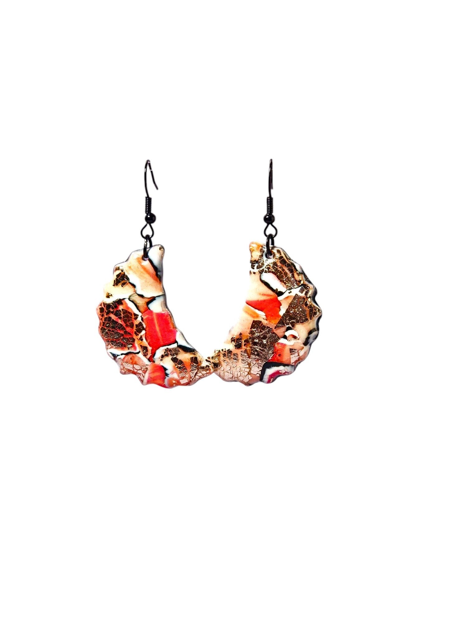 Crescent Moon- Watercolor Pink Earrings - 2