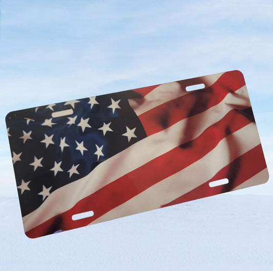 American Flag Front License Plate