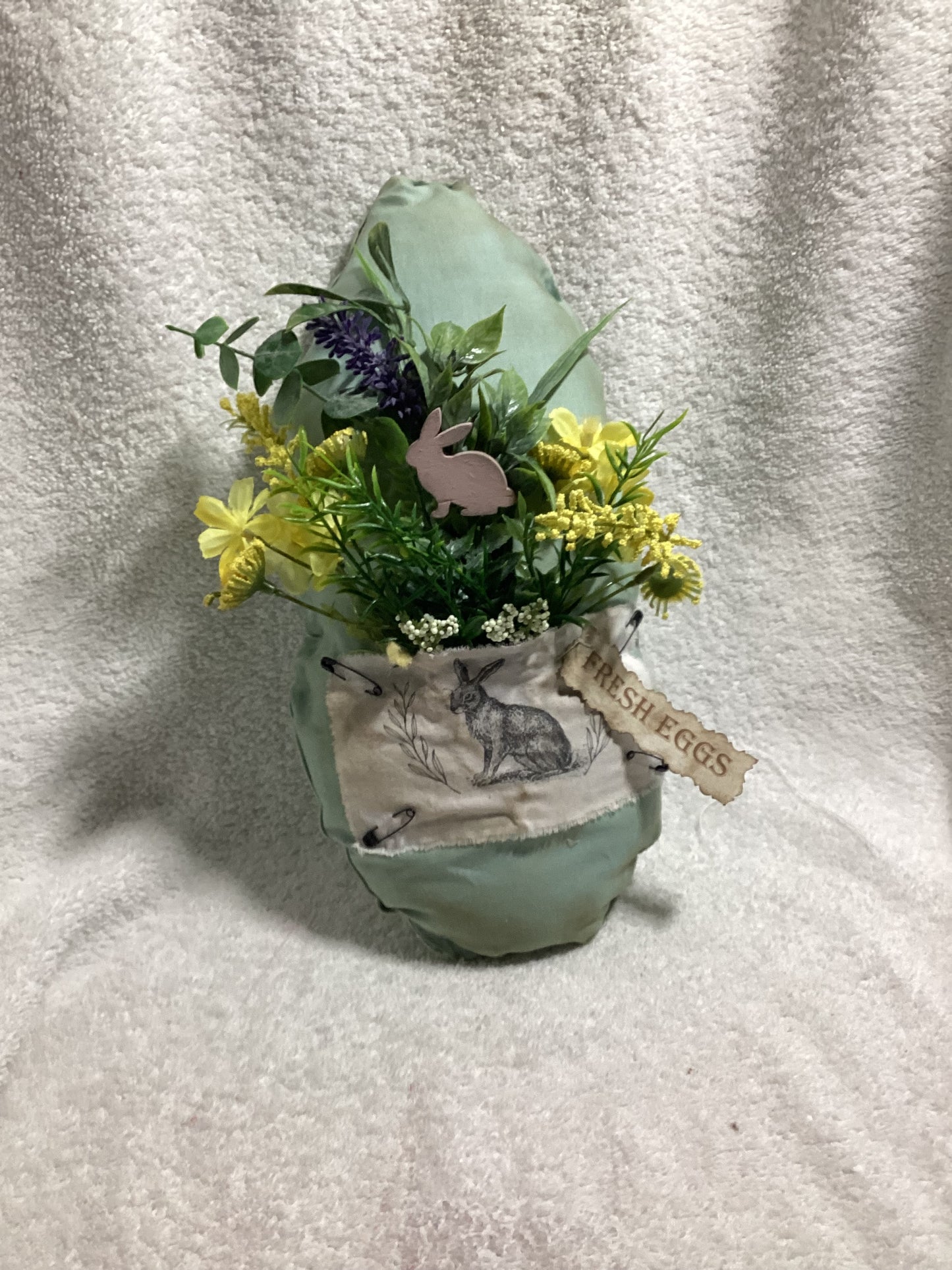 Primitive Large Easter Egg-spring eggs w-florals