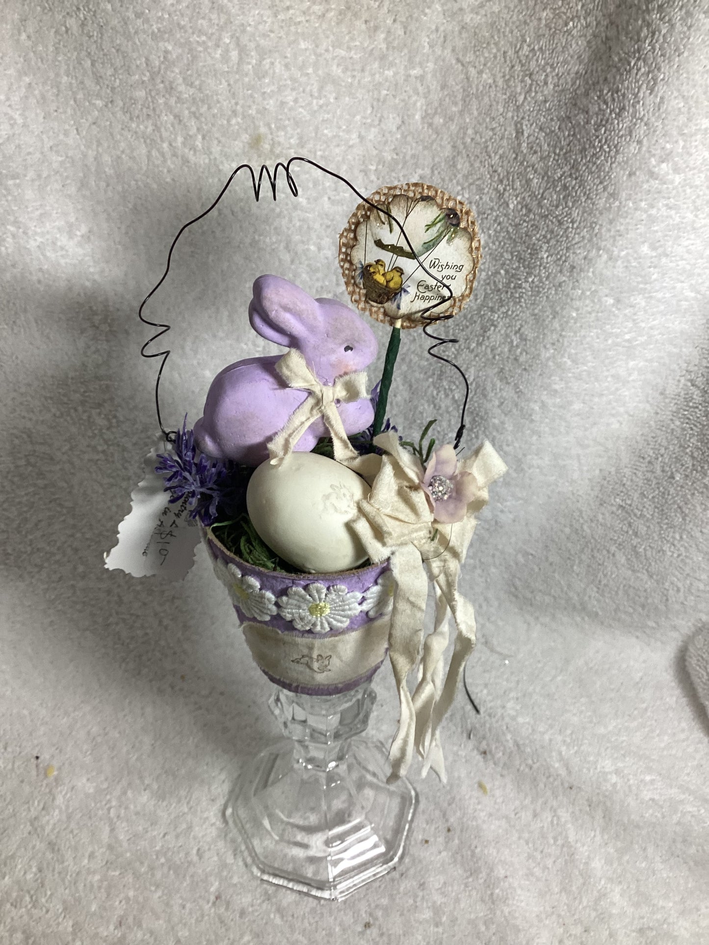 Shabby Chic Bunny & Egg Mini Floral Arrangement