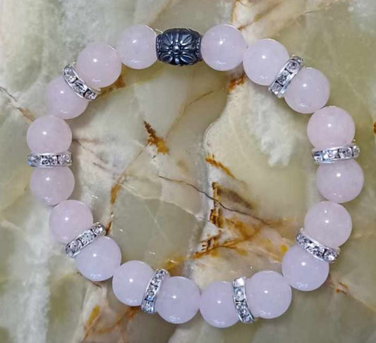 10mm Rose Quartz Stone stretch bracelet - 1