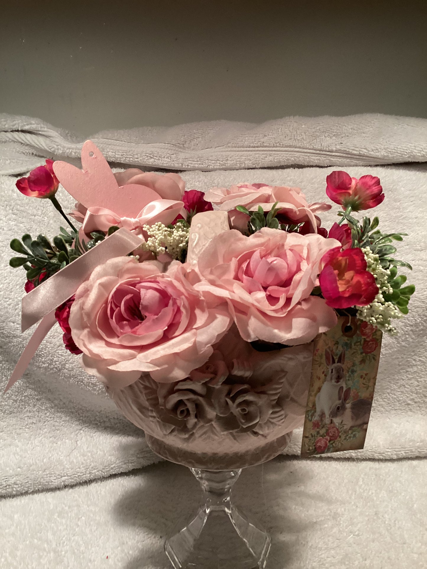 Vintage Porcelain basket with florals