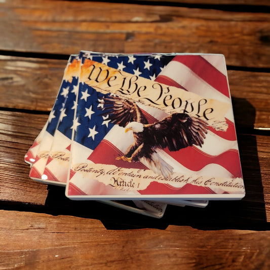 American Flag Style Coasters - Set of 4 - 1