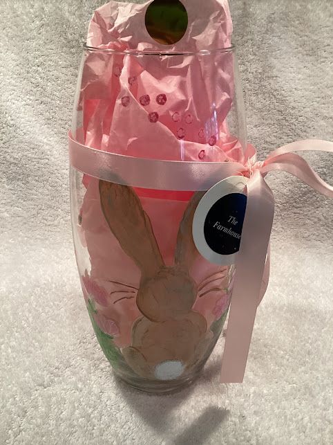 Hand painted Vintage Glass Bunny Vase - 2