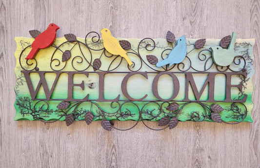 Birds Welcome Sign - Colorful - 1