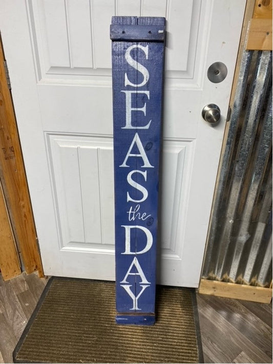 Porch Sign with Seas the Day blue and white - 1