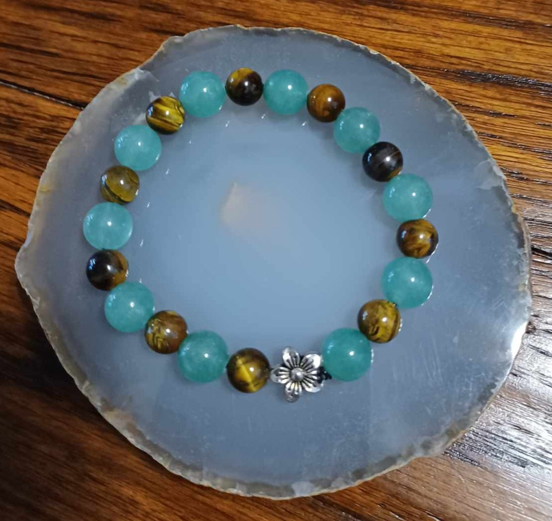 Fancy Jasper Stone stretch bracelet with Hope charm - 4