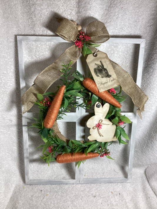 Window Frames w-mini wreaths w-spring florals-bunnies - 1