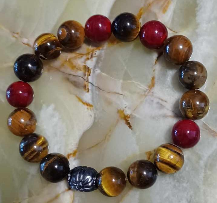 Fancy Jasper Stone stretch bracelet with Hope charm - 10